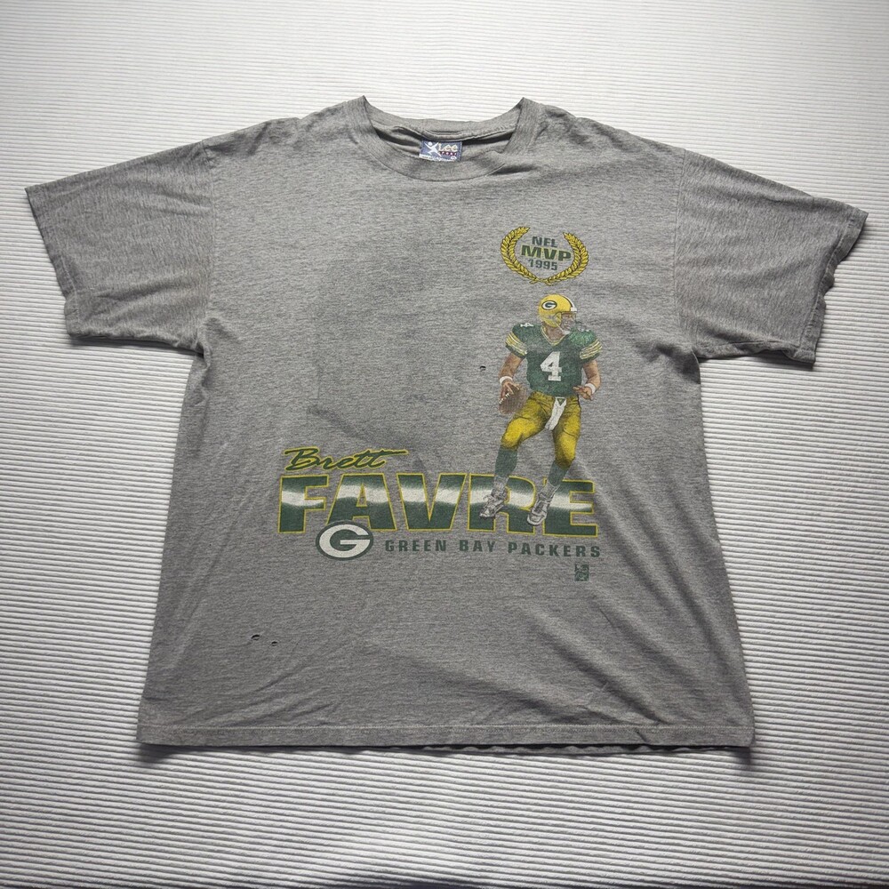 Vintage Green Bay Packers Shirt Mens XL Gray NFL Football Brett Favre Lee Sport